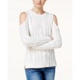 thumbnail image 1 of Hippie Rose Juniors Cold Shoulder Cable Knit Sweater Ivory XS, 1 of 1