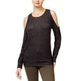 thumbnail image 1 of Hippie Rose Juniors' Cold-Shoulder Sweatshirt (Charcoal, L), 1 of 1