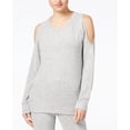thumbnail image 1 of Hippie Rose Juniors Cold Shoulder Cozy Sweatshirt Light Grey S, 1 of 1