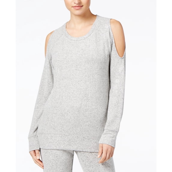 Hippie Rose Juniors Cold Shoulder Cozy Sweatshirt Light Grey S