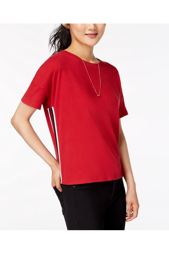 Juniors Cotton Side Stripe T-Shirt Chili Pepper XL