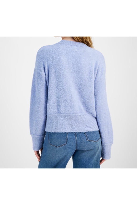 Hippie Rose Juniors' Cozy Drop-Shoulder Crewneck Sweater - Frozen Perri. Large