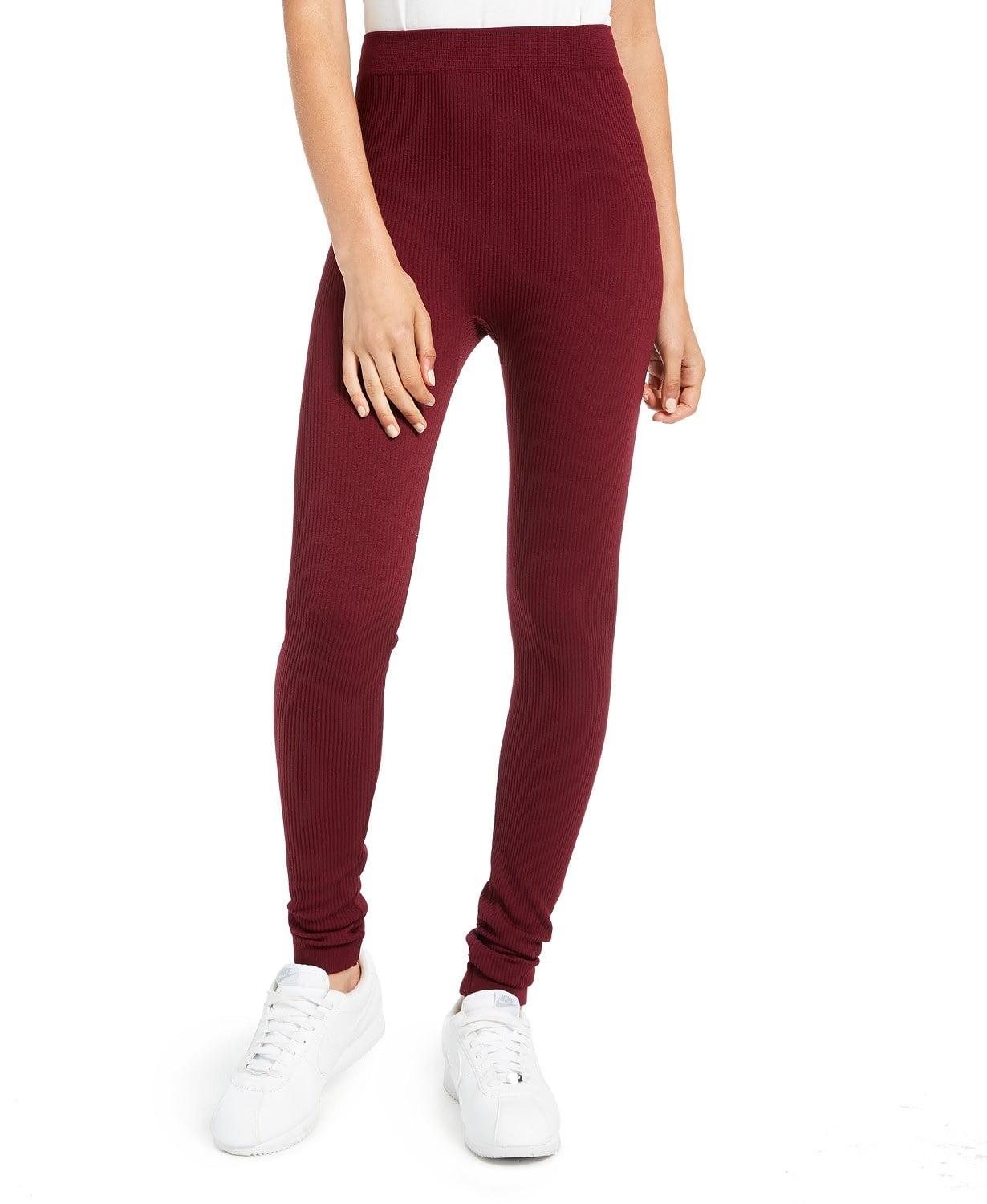 Forever 21 Women's Ponte Knit High-Rise Leggings Wine