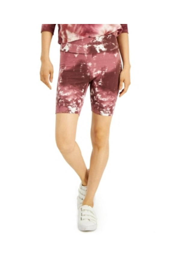 Juniors High-Rise Biker Shorts – Burgundy, Large