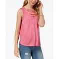 thumbnail image 1 of Hippie Rose Juniors Lattice Front Tank Top Palm Berry XS, 1 of 1