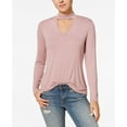 thumbnail image 1 of Hippie Rose Juniors Long Sleeve Choker Top Dusty Mauve M, 1 of 1