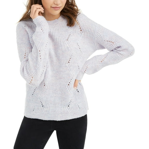 Hippie Rose Juniors' Marled Mock-Neck Sweater Purple Size Medium