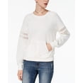thumbnail image 1 of Hippie Rose Juniors Mesh Trimmed Pullover Sweatshirt Ivory XL, 1 of 1