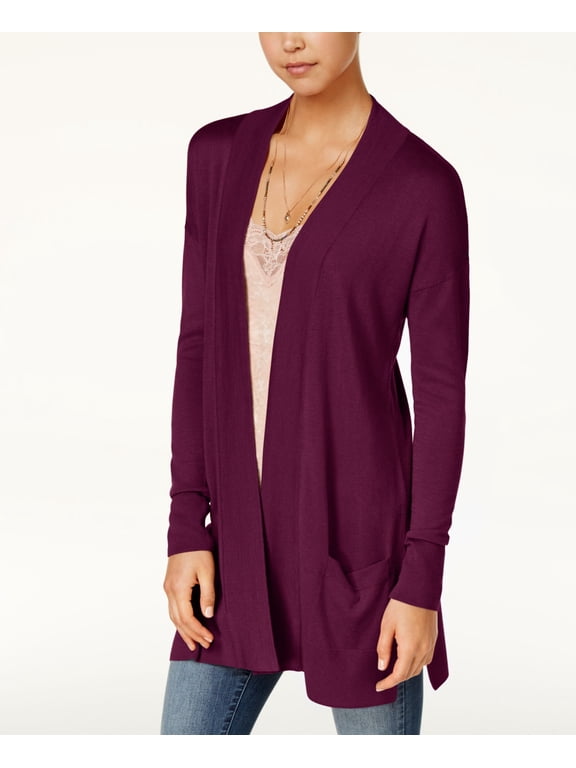 Juniors Open Front Duster Cardigan Retro Maroon XS