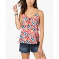 thumbnail image 1 of Hippie Rose Juniors Printed Lace Up Tank Top Red Tropical XS, 1 of 1