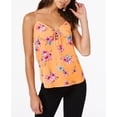 thumbnail image 1 of Hippie Rose Juniors' Printed Lace-Up Tank Top (Yellow Pink Floral, S), 1 of 1