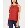 thumbnail image 1 of Hippie Rose Juniors Ruffled Lace Up Top Red L, 1 of 1