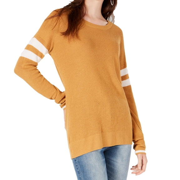 Hippie Rose Juniors Scoop Neck Varsity Stripe Sweater