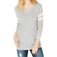 thumbnail image 1 of Hippie Rose Juniors Scoop Neck Varsity Stripe Sweater, 1 of 1