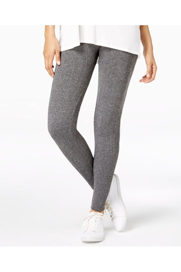 Juniors Seamless Textured Knit Fleece Leggings Charcoal S