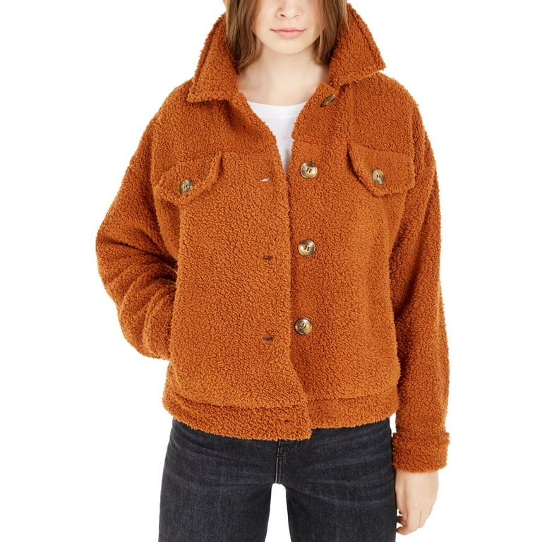 Hippie Rose Juniors Sherpa Trucker Jacket Brown Size X Large XL
