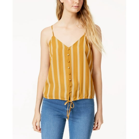 Hippie Rose Juniors Striped Adjustable Top Yellow Stripe M