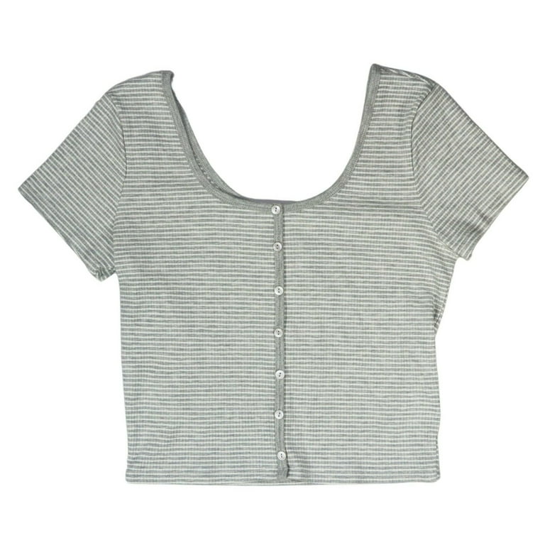 Hippie Rose Juniors Striped Crop Top Choose Sz Color L Grey Stripe Walmart