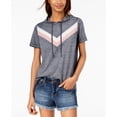 thumbnail image 1 of Hippie Rose Juniors Striped Heathered Hoodie Navy XS, 1 of 1