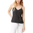 thumbnail image 1 of Hippie Rose Juniors Tie Front Cami Tank Top Black Dot S, 1 of 2