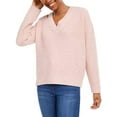 thumbnail image 1 of Hippie Rose Juniors' V-Neck Chenille Sweater Brght Pink Size Medium, 1 of 3