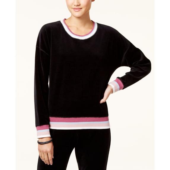 Hippie Rose Juniors Velour Sweatshirt Black XS