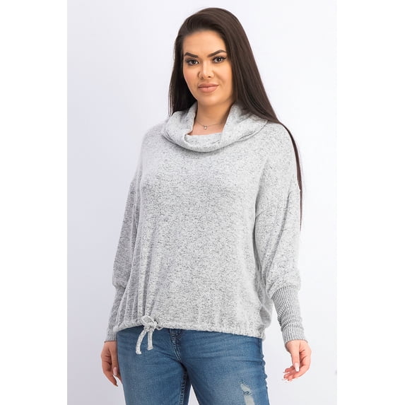 Hippie Rose Juniors' Women's Cozy Funnel-Neck Pullover PasGry - Size X-Large
