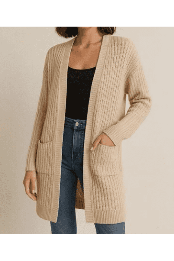 Ribbed Cream Cardigan Cottage Sweater Quiet Luxury Vanilla Girl - Large