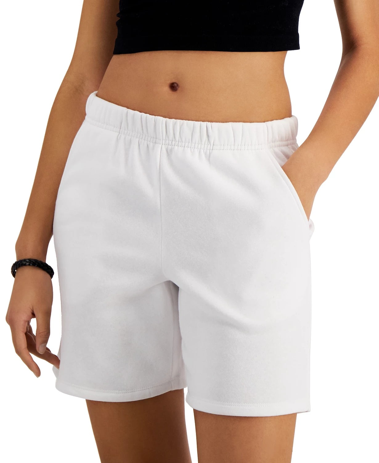 Hippie Rose Women s Juniors Boyfriend Sweat Shorts White M B4HP Walmart