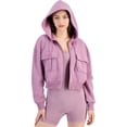 thumbnail image 1 of Hippie Rose Womens Fleece Cargo Hoodie Sweatshirt, Purple, Juniors, X-Large, 1 of 1
