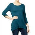 thumbnail image 1 of Hippie Rose Womens Heathered Pullover Blouse, Blue, Juniors, Medium, 1 of 1