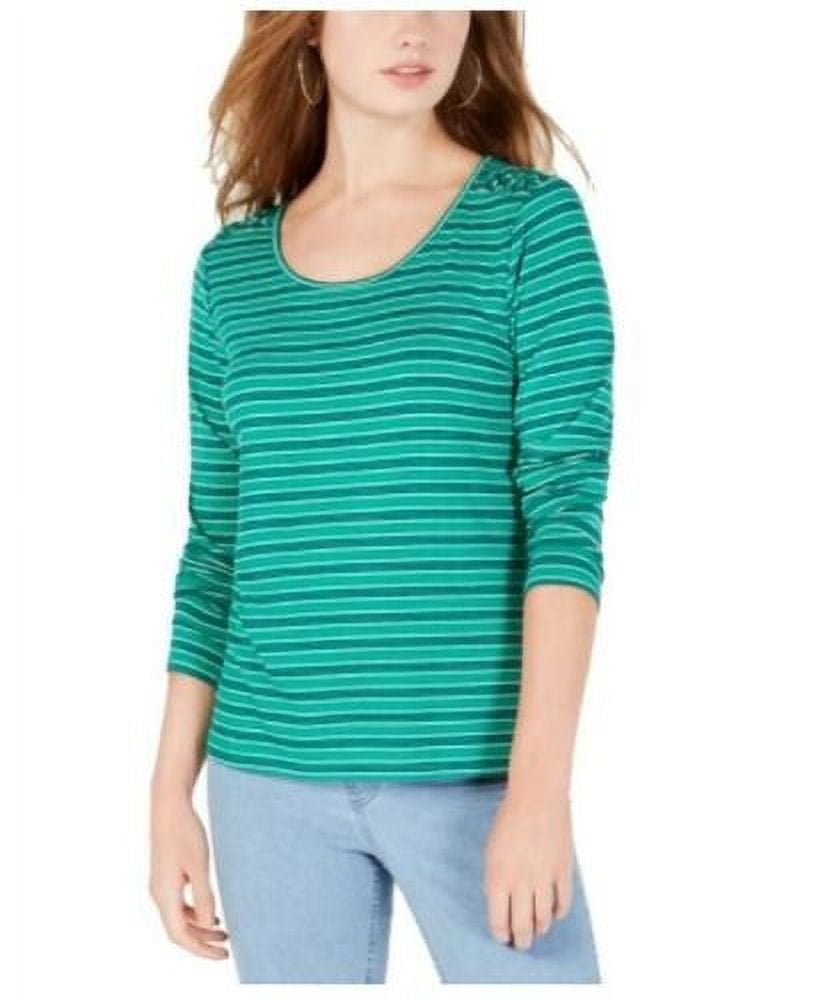 Hippie Rose Womens Juniors Lace Up Scoop Neck T-Shirt, Green Medium