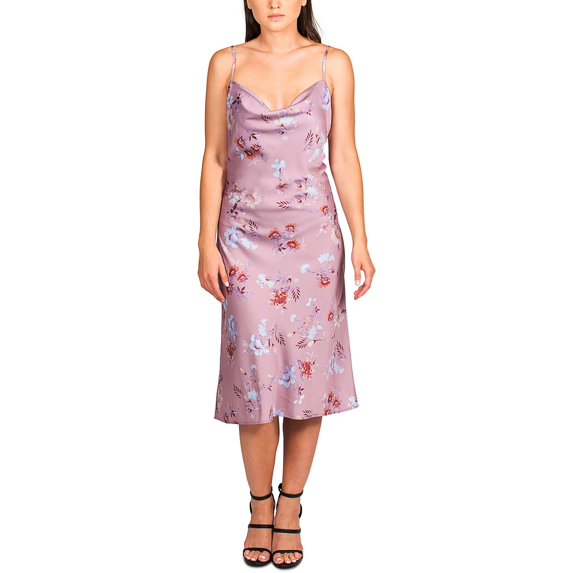 Hippie Rose Womens Juniors Satin Cowl Neck Slip Dress