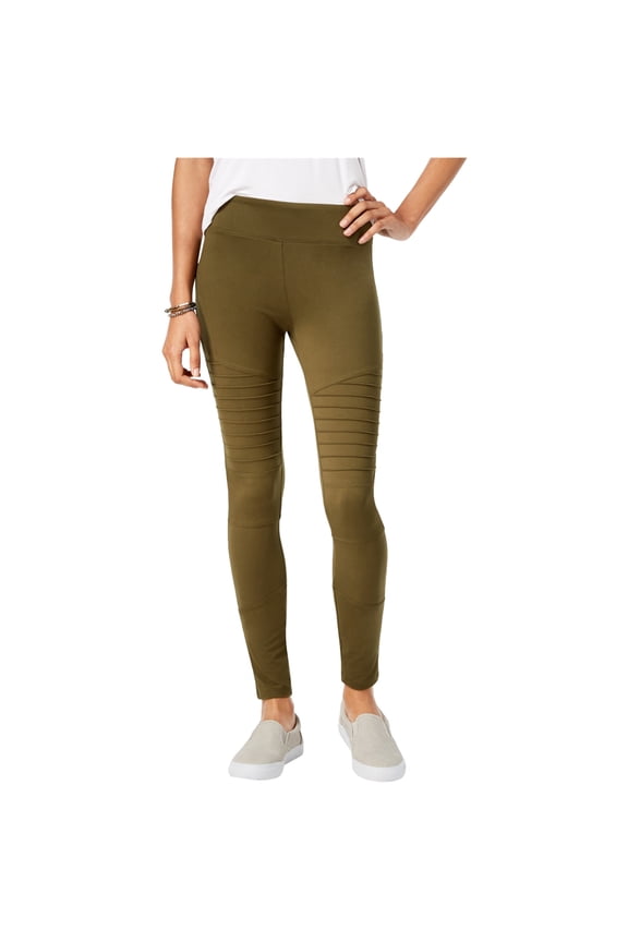 Womens Moto Casual Leggings, Green, Large