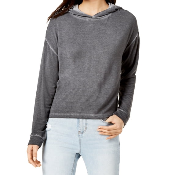 Hippie Rose Womens Ombre Hoodie,Washed Charcoal,X-Small