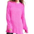 thumbnail image 1 of Hippie Rose Womens Ribbed-Knit Eyelash Pullover Sweater, Pink, Juniors, X-Small, 1 of 1
