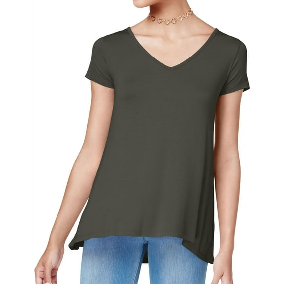 Hippie Rose Womens Strappy Back Basic T-Shirt, Green, Juniors, Large