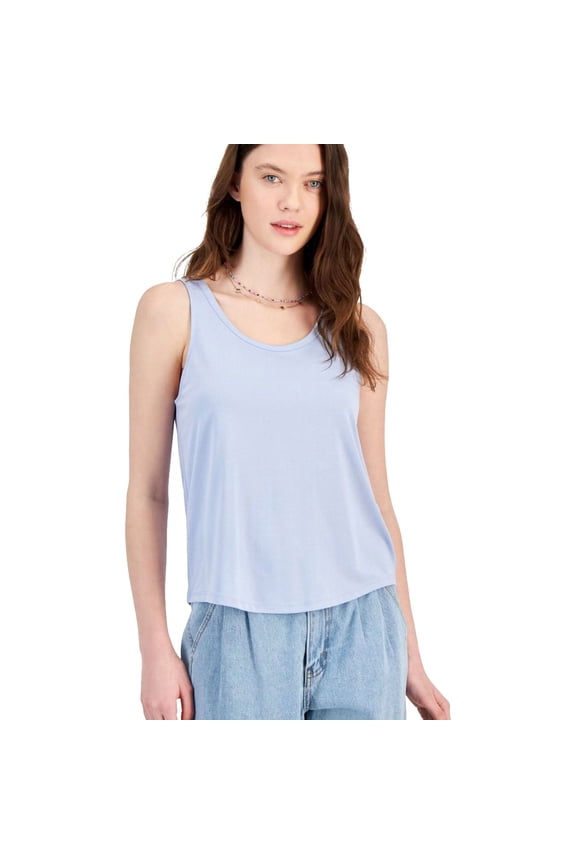 Womens Super Soft Scoop-Neck Tank Top, Blue, Juniors, X-Large