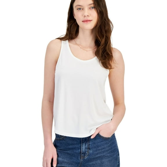 Hippie Rose Womens Super Soft Scoop-Neck Tank Top, White, Juniors, X-Large