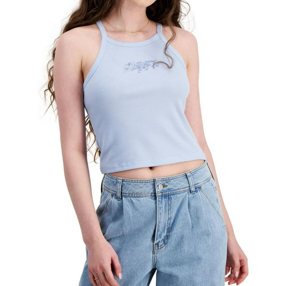 Hippie Rose Womens The Rose Club Tank Top, Blue, Juniors, Small