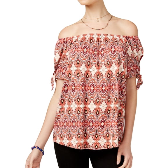 Hippie Rose Womens Tie-Sleeve Pullover Blouse, Red, Juniors, Medium