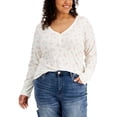 thumbnail image 1 of Hippie Rose Womens Trendy Plus Size Floral-Print Henley Top, 1 of 1