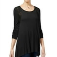 thumbnail image 1 of Hippie Rose Womens Tunic Pullover Blouse, Black, Juniors, Large, 1 of 2