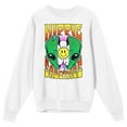 thumbnail image 1 of Hippie Sabotage Alien Head Smiling Sunflower Crew Neck Long Sleeve White Adult Sweatshirt - XL, 1 of 3
