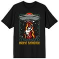 thumbnail image 1 of Hippie Sabotage Alien Spaceship Abducting Cow Crew Neck Short Sleeve Men's Black T-shirt-3XL, 1 of 4