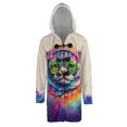 thumbnail image 1 of Hippie Scottish Fold Portrait oil painting Watercolor Tie-dye Vintage All Over Print 3D Hooded Duffle Toggle Coat Cat Lover Kitten Owner Gifts - 00015, 1 of 6