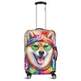 thumbnail image 1 of Hippie Shiba Inu Portrait Watercolor Tie-Dye Vintage Styles Travel Luggage Cover Shibas Dog Lovers Gifts Idea Suitcase Dust Protective Decor - 00014, 1 of 5