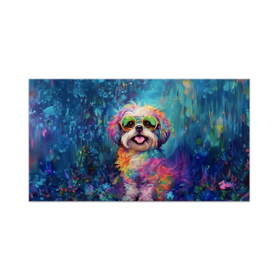 Hippie Shih Tzu Portrait oil painting Watercolor Tie-dye Vintage Doormat Lion Dog Lover Gifts Indoor Outdoor Welcome Mat - 00015
