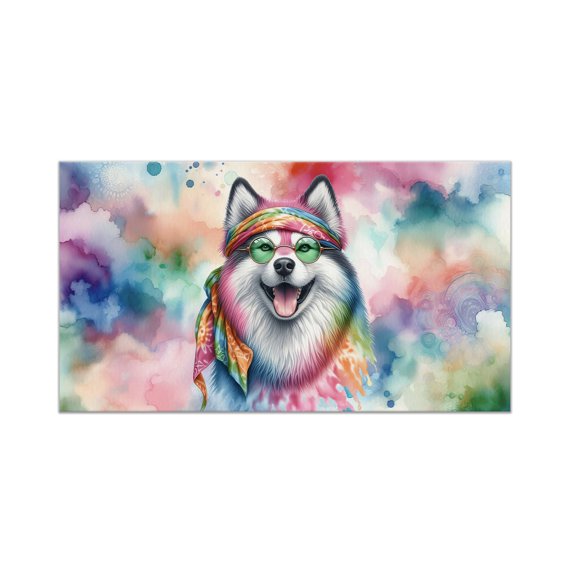 Hippie Siberian Husky Portrait Watercolor Tie-Dye Vintage Styles Doormat Husky Dog Lover Gifts Indoor Outdoor Welcome Mat - 00014
