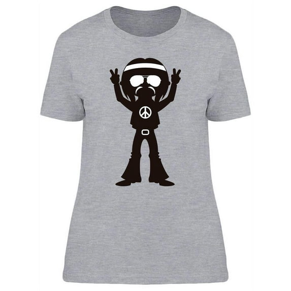 Hippie Silhouette Cartoon Design T-Shirt Women -Image by Shutterstock, Female Large